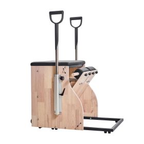 VEVOR Pilates Chair, Split-Pedal Stability Combo Chairs with Handles, Rubber Wood Frame Yoga Fitness Trainer, Exercise Reformer