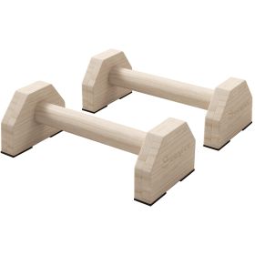 Push up Handles, Wooden Parallettes Bars with Non-Slip Base, Calisthenics Equipment for Home, Gym, Fitness, Exercise, Natural Wood