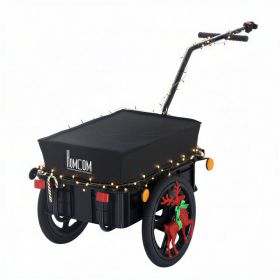 Bicycle Cargo Trailer with Removable Box and Waterproof Cover, Bike Wagon Trailer with Two 16in Wheels (Option: Black-690x490x370 mm)