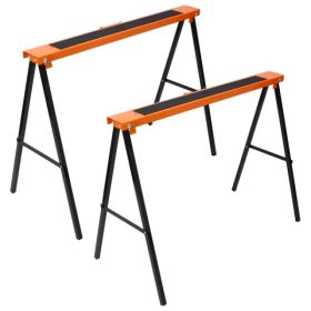 Saw Horses 2 Pack, Folding Portable Work Horse With Fast Open Legs, Convenient Handle, Heavy Duty Steel Sawhorse For Garage, Workshop, Fully Asse (Option: defaulttitle)