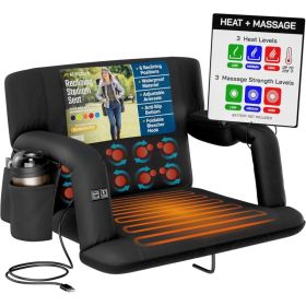 Alpcour Heated Massage Reclining Stadium Seat For Bleachers With Back Support (Option: Black-25Wide)