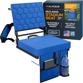 Alpcour Folding Reclining Stadium Seat With Back Support For Bleachers (Option: RoyalBlue-17Wide)