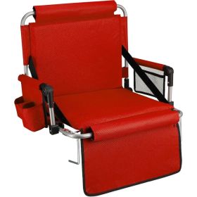 Alpcour Stadium Seat - Foldable, Padded Bleacher Chair With Backrest, Armrest, Pockets, & Cup Holder (Option: Red-21Wide)