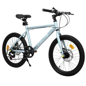 A20183 Kids Bike For 6-12 Years Old, 20 Inch Children's Bicycle For Boys Girls, 7-Speed Steel Frame, , Dual Disc Brakes, 20x1.75 Inch Tires Road (Option: Silver)