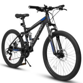 27.5 Inch Full Suspension Mountain Bike, Front And Rear Dual Shock Absorbers, Mechanical Disc Brakes, 21-Speed, Suitable For Men And Women, Ideal (Option: defaulttitle)