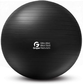 Yoga and Pilates Ball,4 Sizes Gym Ball for Fitness, Yoga, Workout, Pregnancy and Physical Therapy,Quick Pump Included (Color: Black)