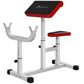 265 LBS Preacher Curl Bench for Strength Training, Adjustable Seated Arm Isolated Barbell Dumbbell Bicep Station, White (Option: White-850x605x200 mm)